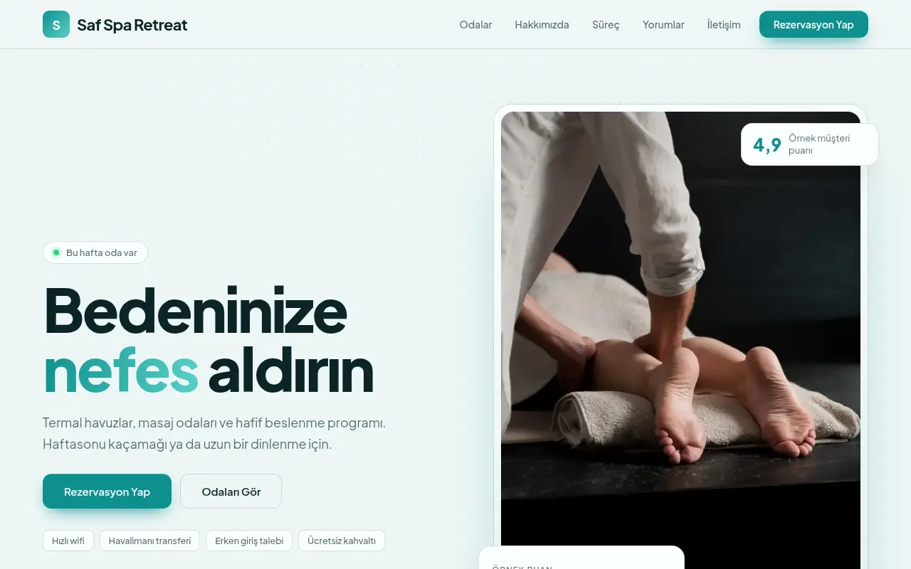 Butik Şehir Oteli Web Sitesi — Saf Spa Retreat